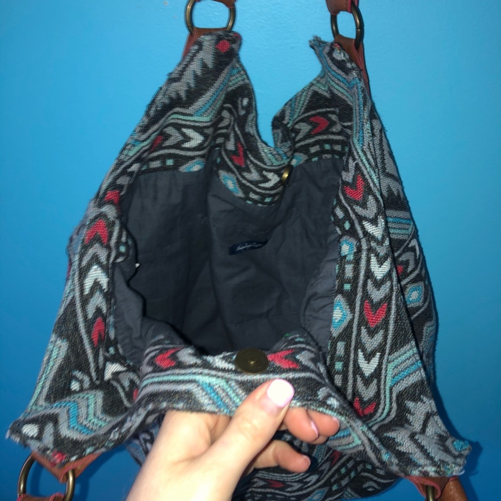 American Eagle Aztec Pattern Tote Weekend Bag Blu… - image 6